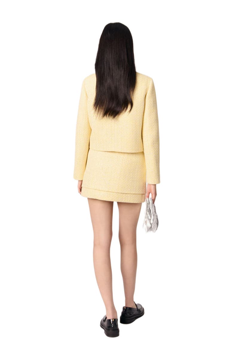 maje Short tweed and lurex jacket, Alternate, color, Yellow