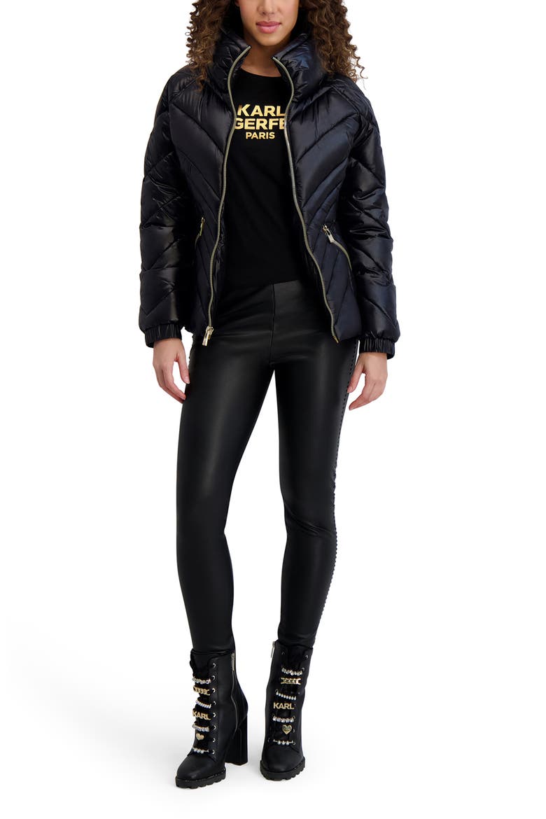 Raglan Sleeve Puffer Jacket, Alternate, color, BLACK