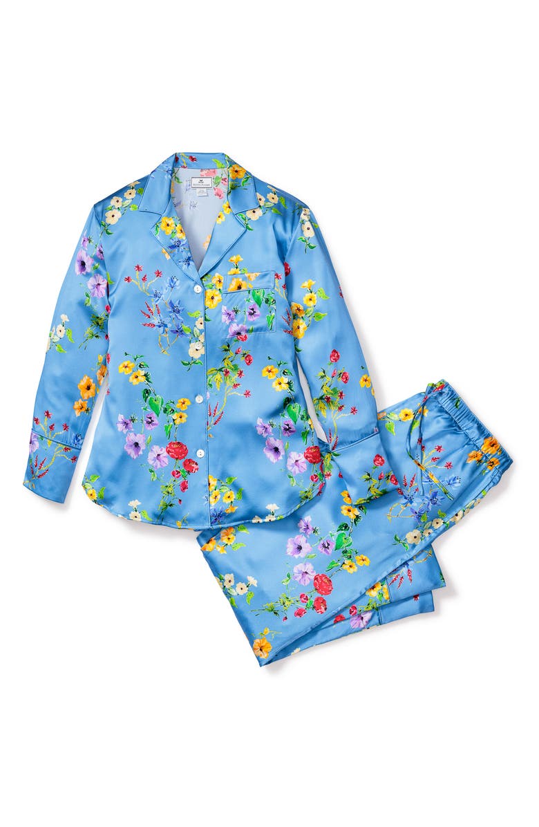 Petite Plume Brilliant Botanical Mulberry Silk Pajamas, Alternate, color,