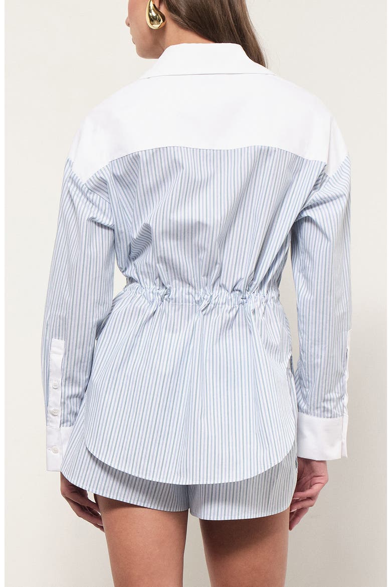 Noa Stripe Tie Waist Button-Up Shirt, Alternate, color, BLUE GREEN STRIPE