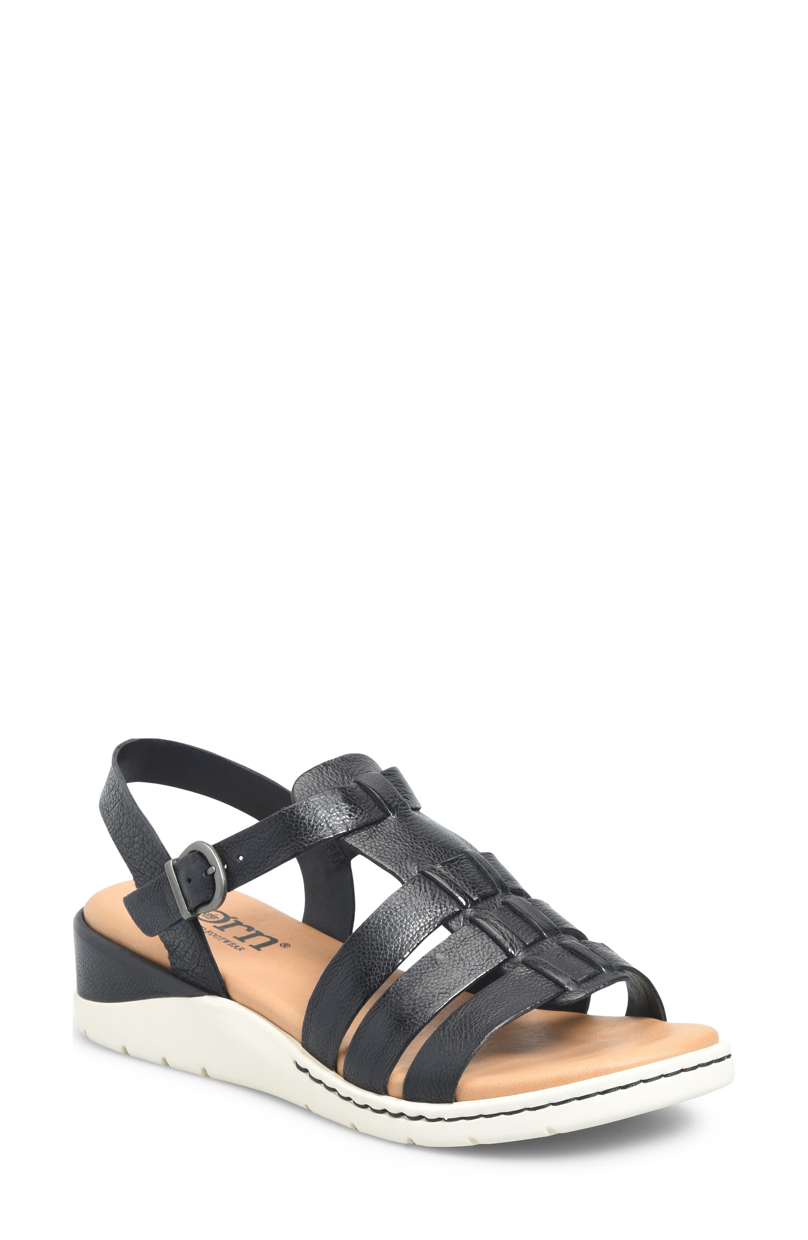 Marni Wedge Sandal, Main, color, BLACK LEATHER