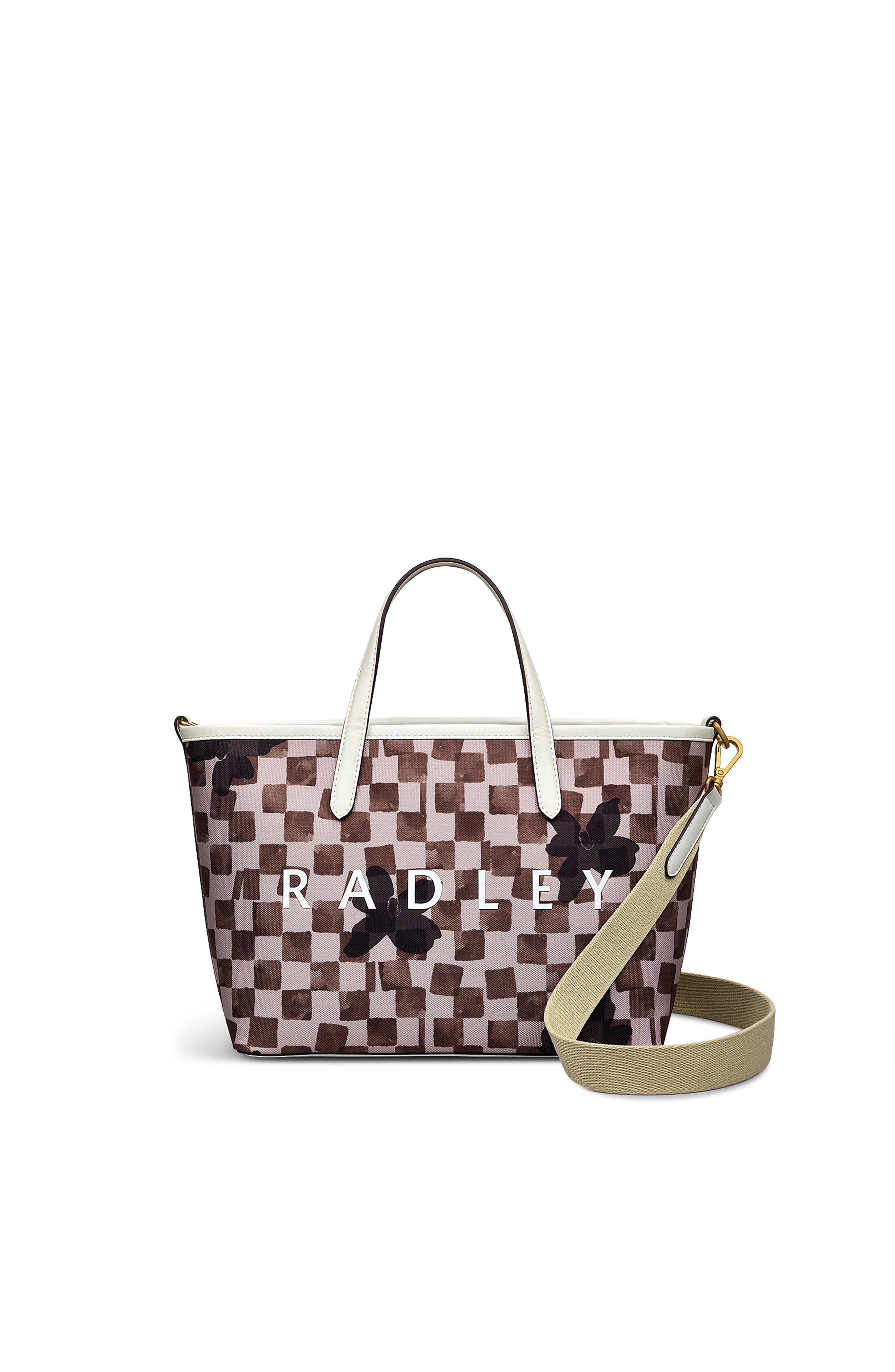 Radley Southwell Gardens - Check Medium Open Top Satchel Bag, Main, color, Stone