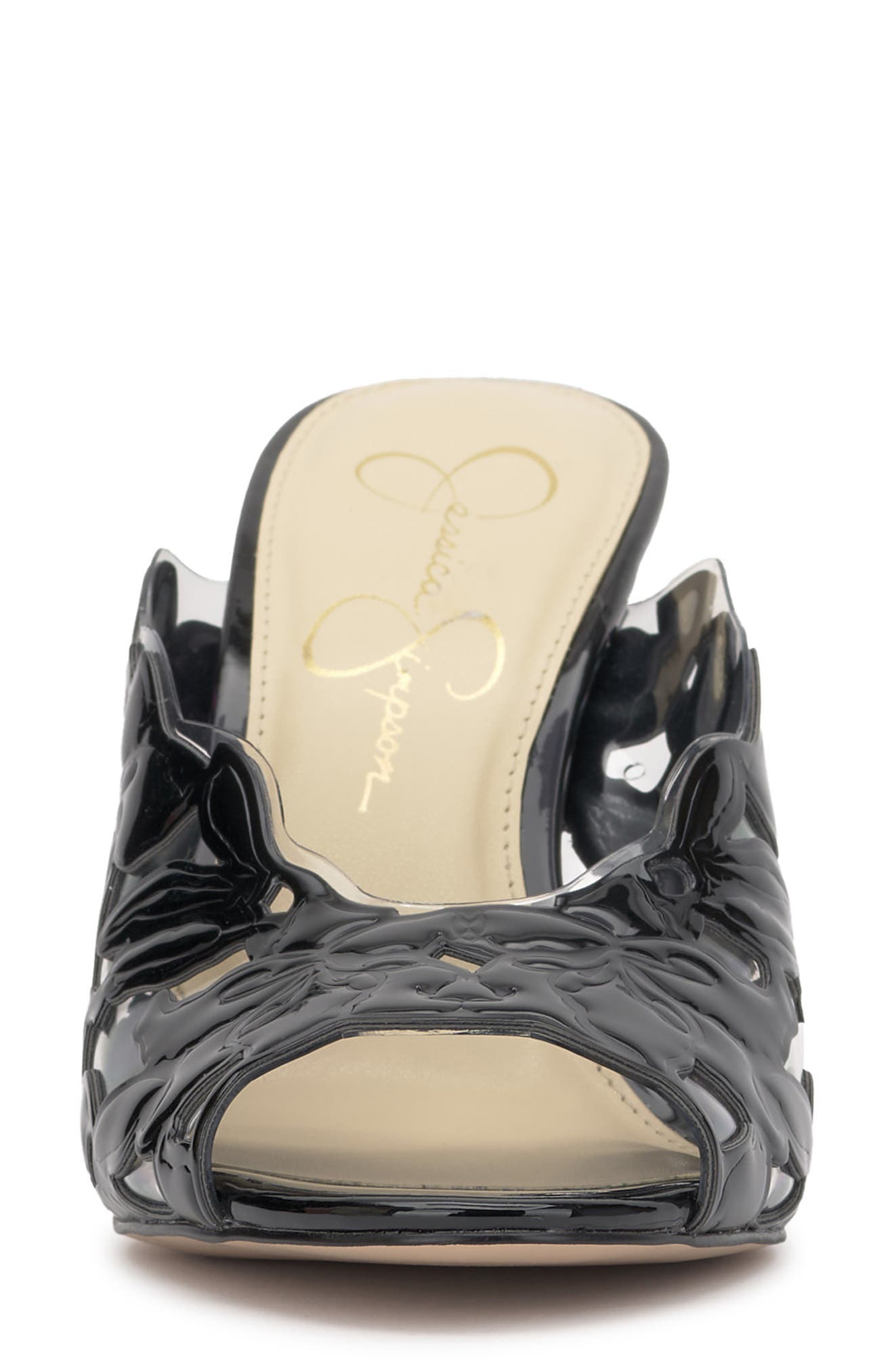 Jessica Simpson Justera Slide Sandal, Alternate, color, Black Patent