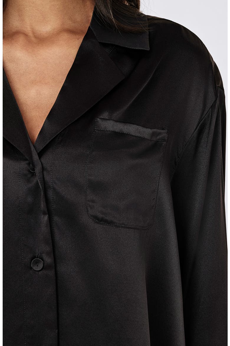Audrey Mulberry Silk Pajama Shirt, Alternate, color, BLACK
