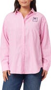 C & C California Alaina Oversize Embroidered Stripe Button-Up Shirt