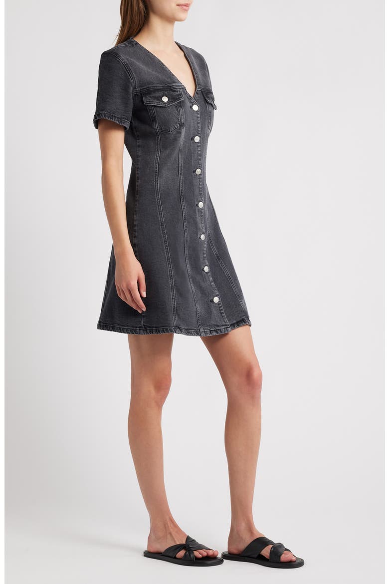 Saratoga Button Front Denim Minidress, Alternate, color, WASHED BLACK