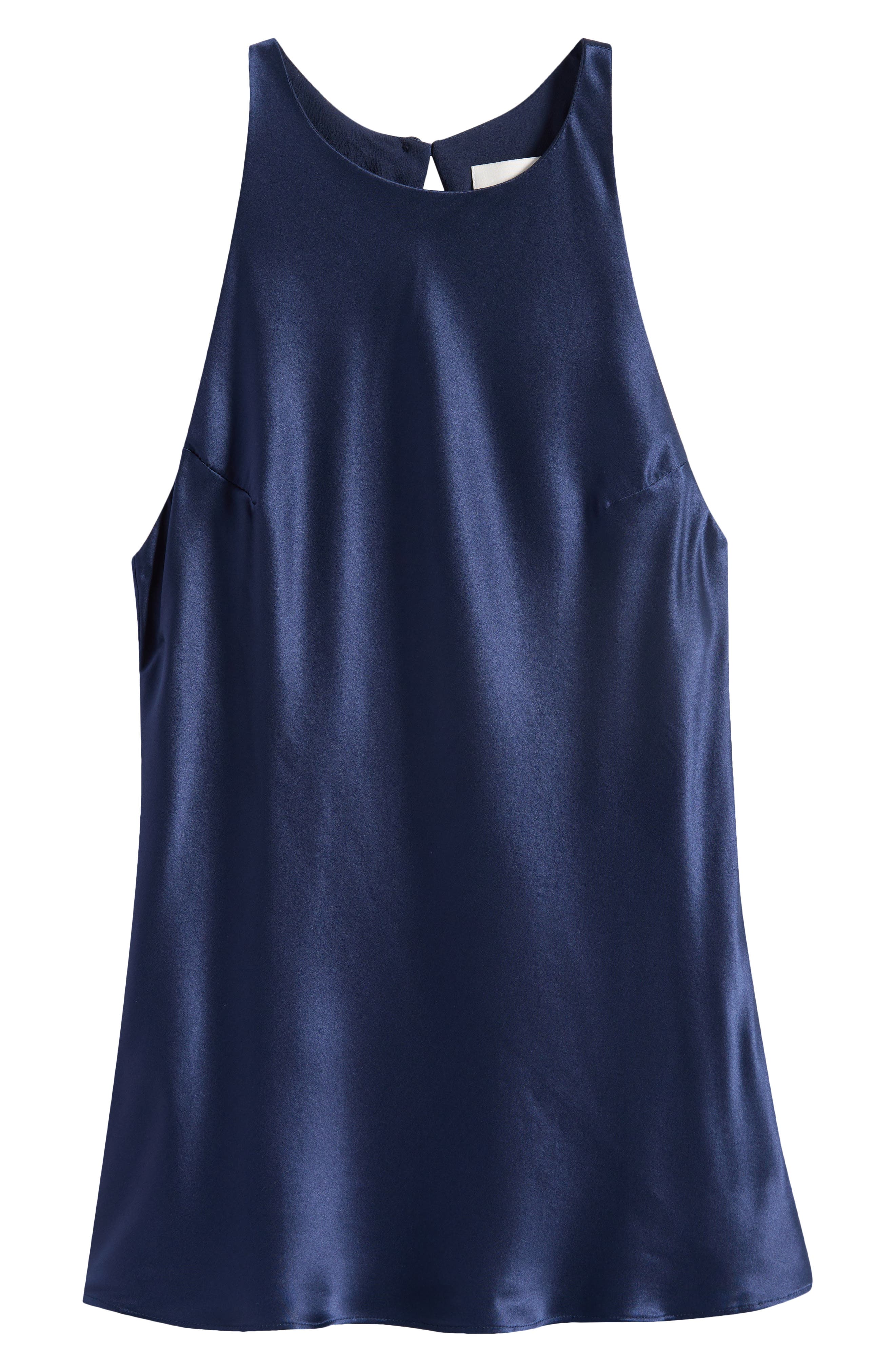 Reformation Saskia Silk Tank Top In Blue