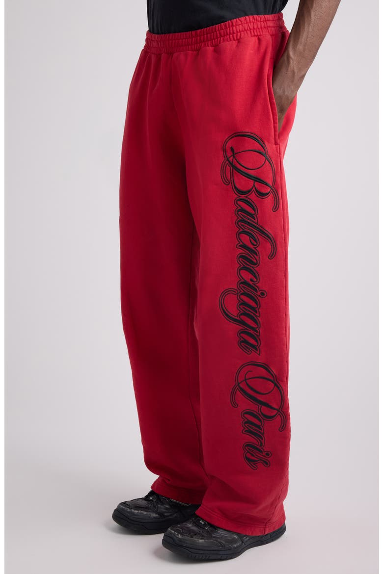 Big B Cursive Logo Embroidered Dry Fleece Sweatpants, Alternate, color, RED/ BLACK