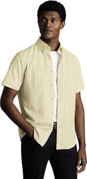 Charles Tyrwhitt Non-Iron Stretch Poplin Slub Short Sleeve Shirt