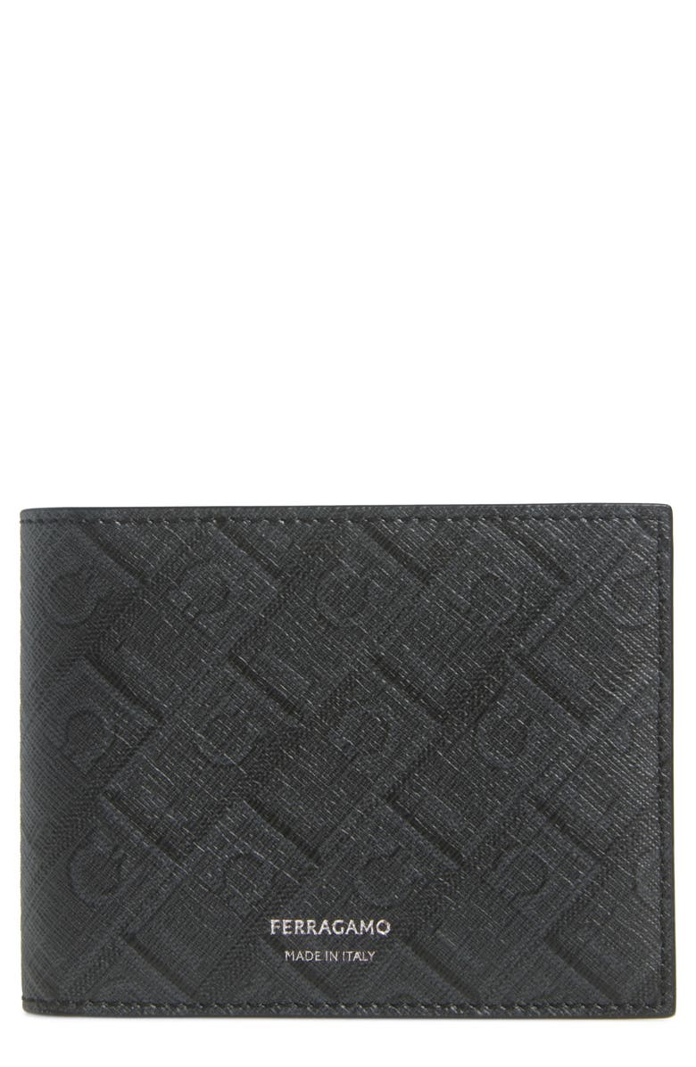 FERRAGAMO Monogram Coated Canvas Bifold Wallet, Main, color, Nero/ Grigio