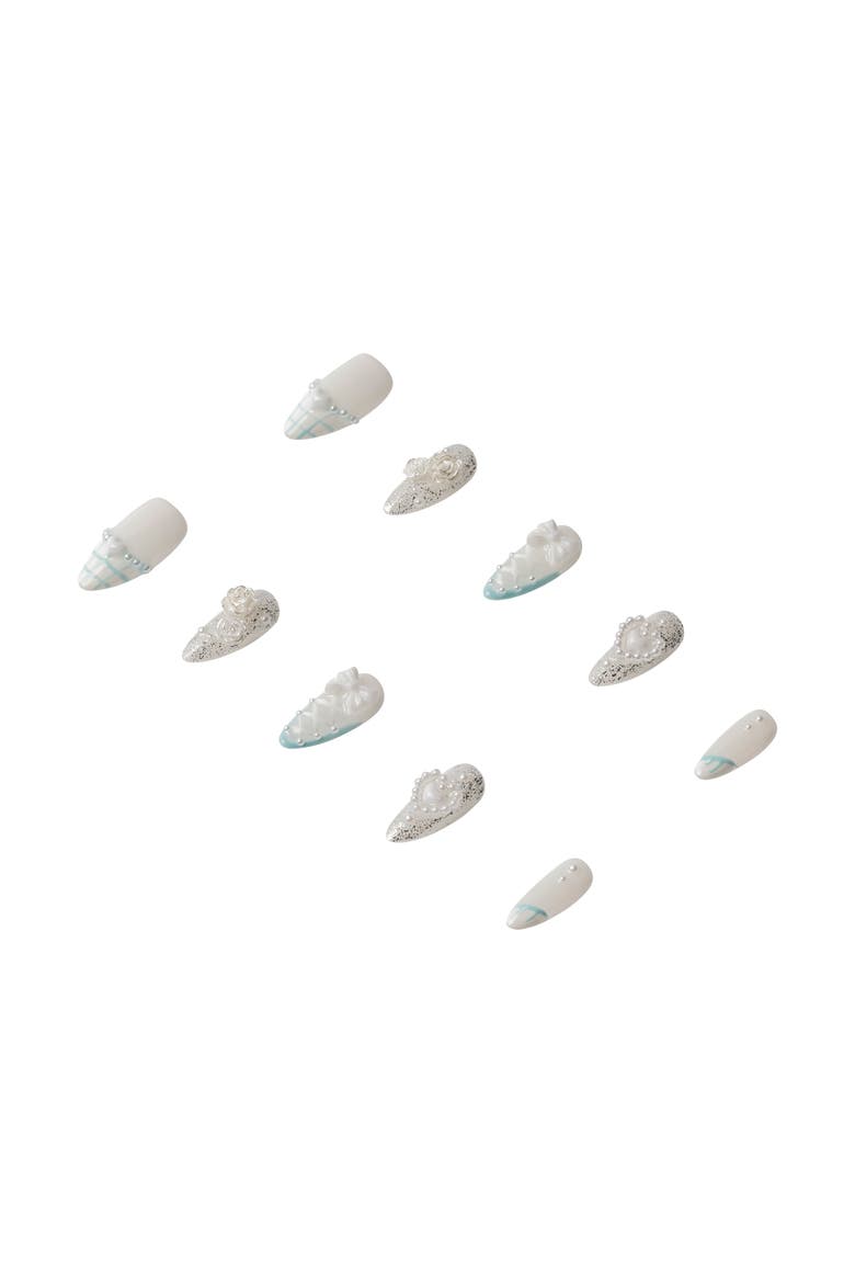 Crystal Frost Luxury Handmade Press On Nails, Alternate, color, pastel, baby blue