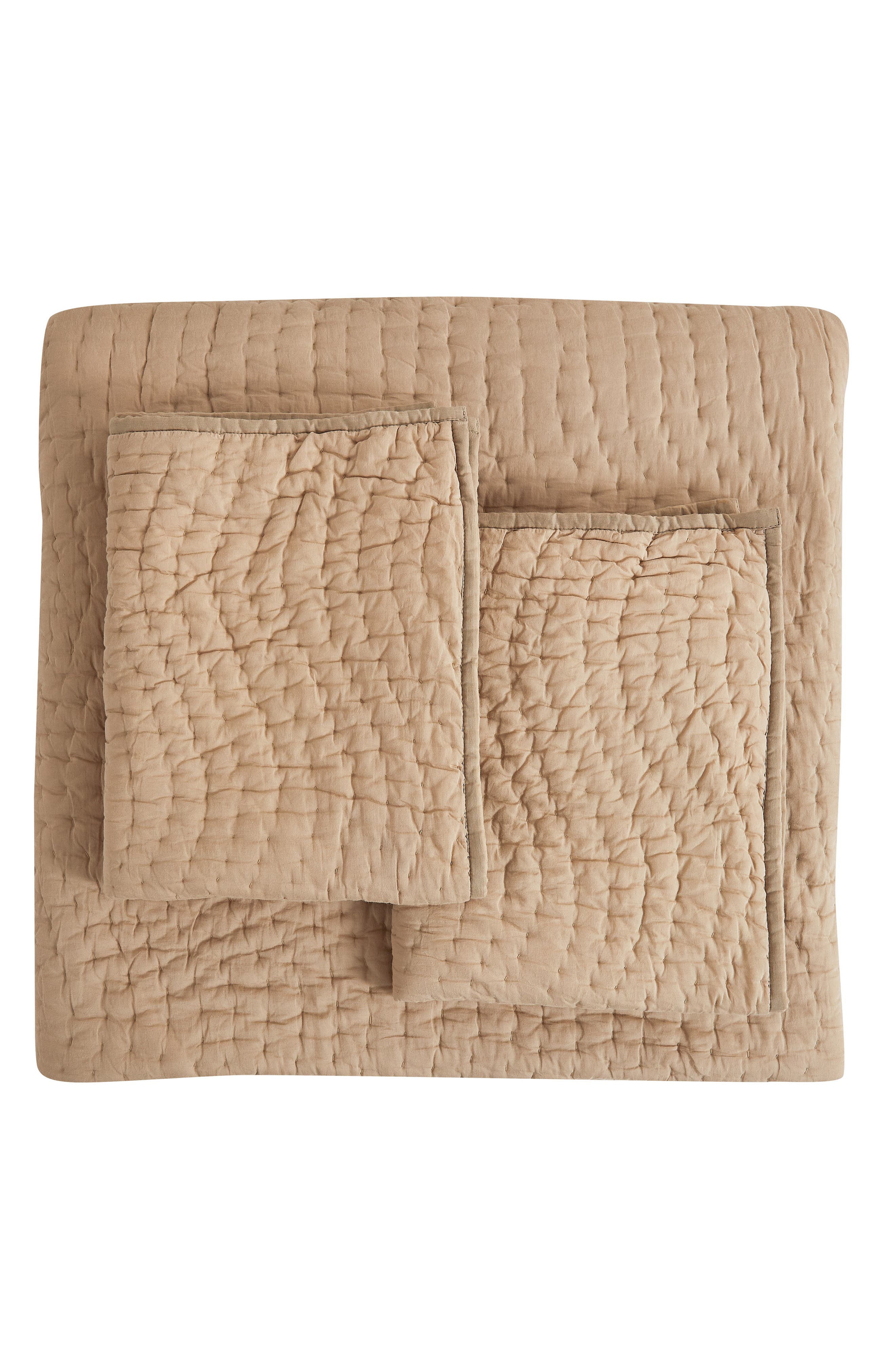 MELANGE HOME Voile Solid Cotton Quilt & Sham Set