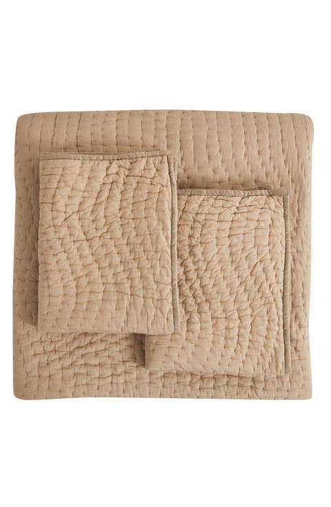 Voile Solid Cotton Quilt & Sham Set