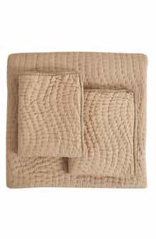 MELANGE HOME Voile Solid Cotton Quilt & Sham Set
