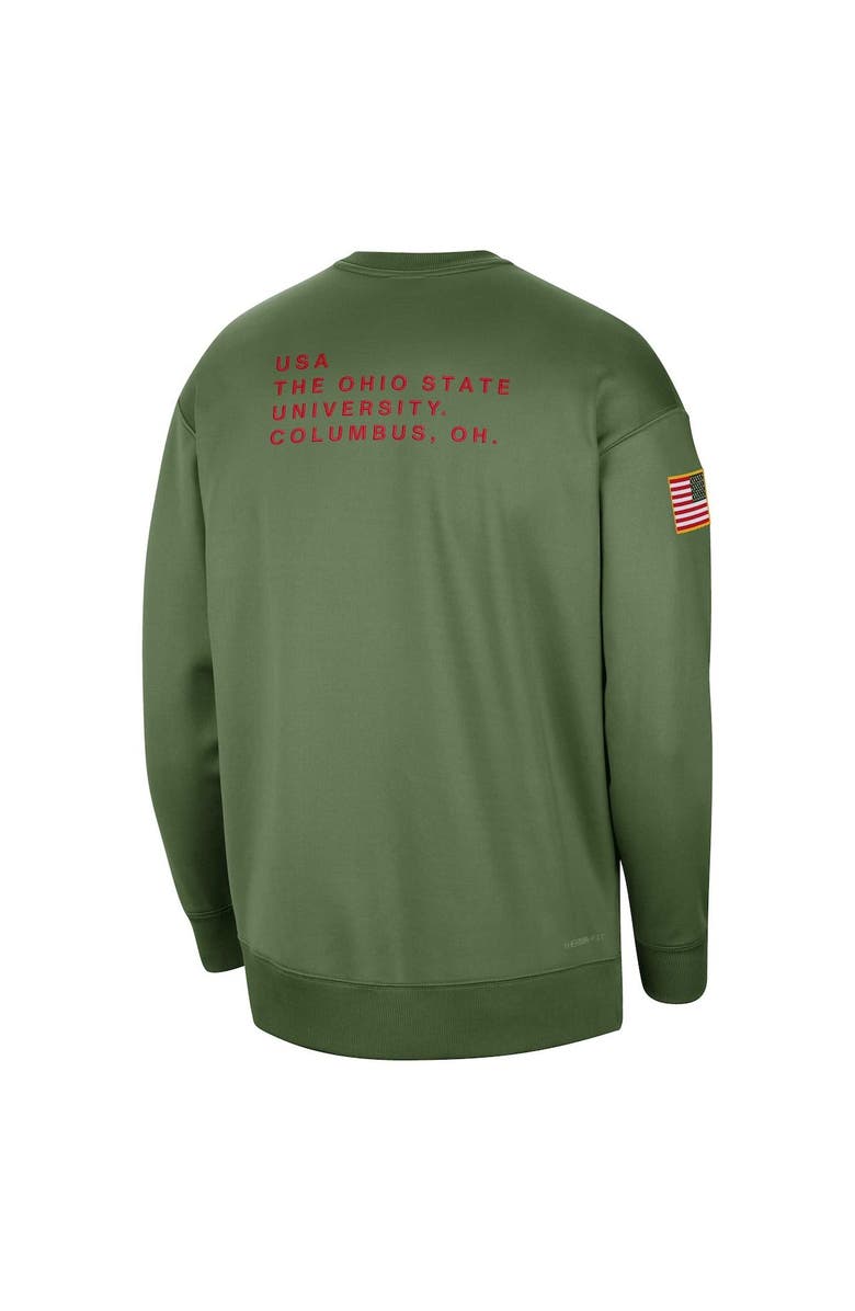 Nike Women's Nike Olive Ohio State Buckeyes Military Collection All-Time Performance Crew Pullover Sweatshirt, Alternate, color, 