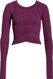 FP Movement by Free People FP Movement Mile a Minute Ruched Long Sleeve Crop T-Shirt
