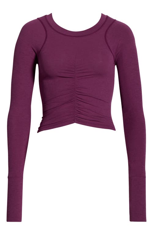 Free People Fp Movement Mile A Minute Ruched Long Sleeve Crop T-shirt In Pink