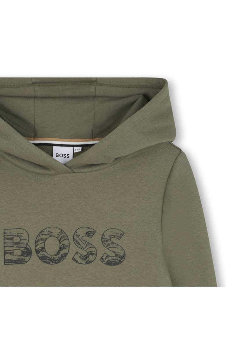 BOSS Kidswear Kids' Cotton Blend Pullover Hoodie, Alternate, color, Green