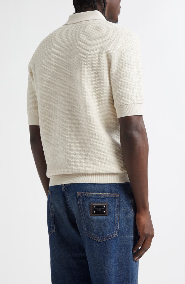 Dolce&Gabbana Textured Polo Sweater, Alternate, color, M2826 Beige Chiarissimo