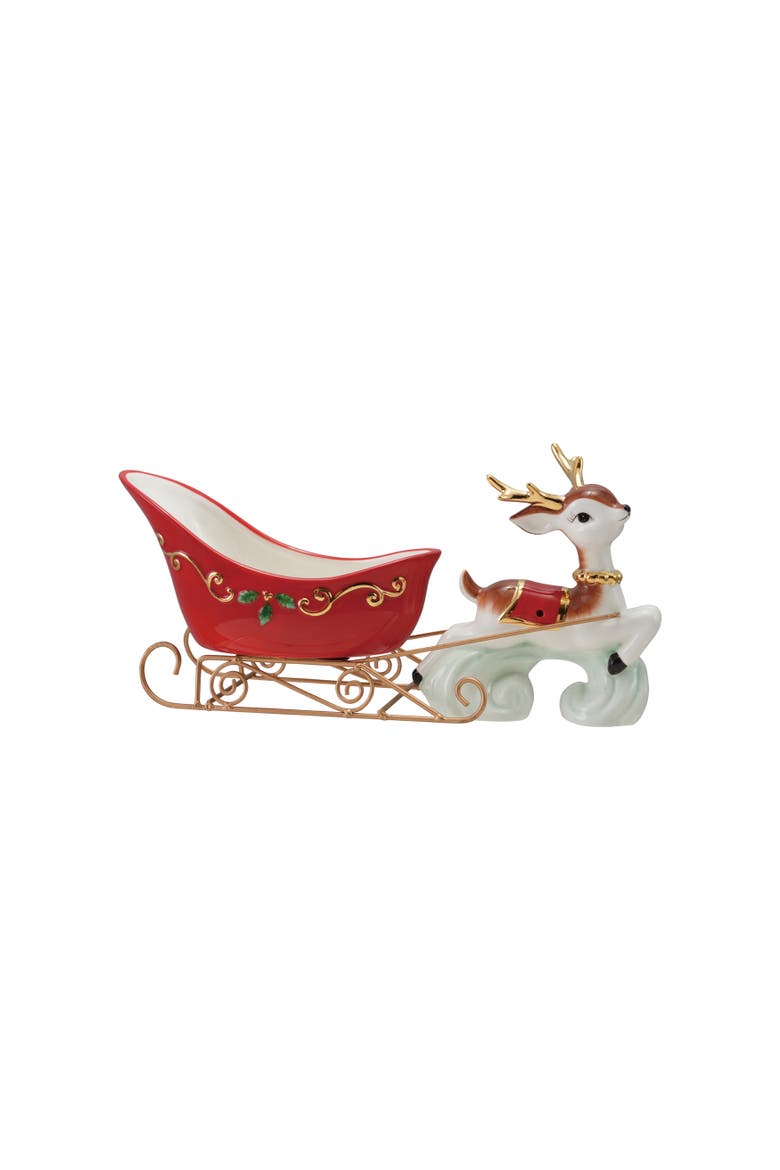 Ceramic Reindeer Sleigh Bowl Set, Main, color, Multicolor