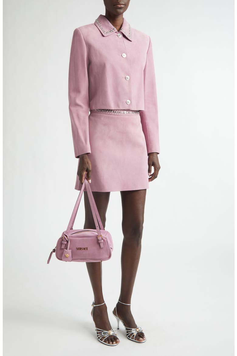 Studded Collar Suede Jacket, Alternate, color, DUSTY MAUVE