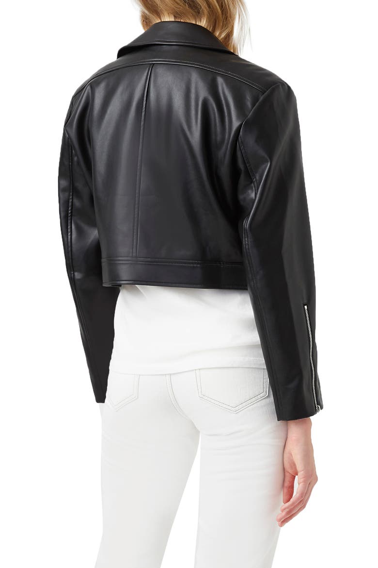 Crolenda Faux Leather Crop Biker Jacket, Alternate, color, BLACK