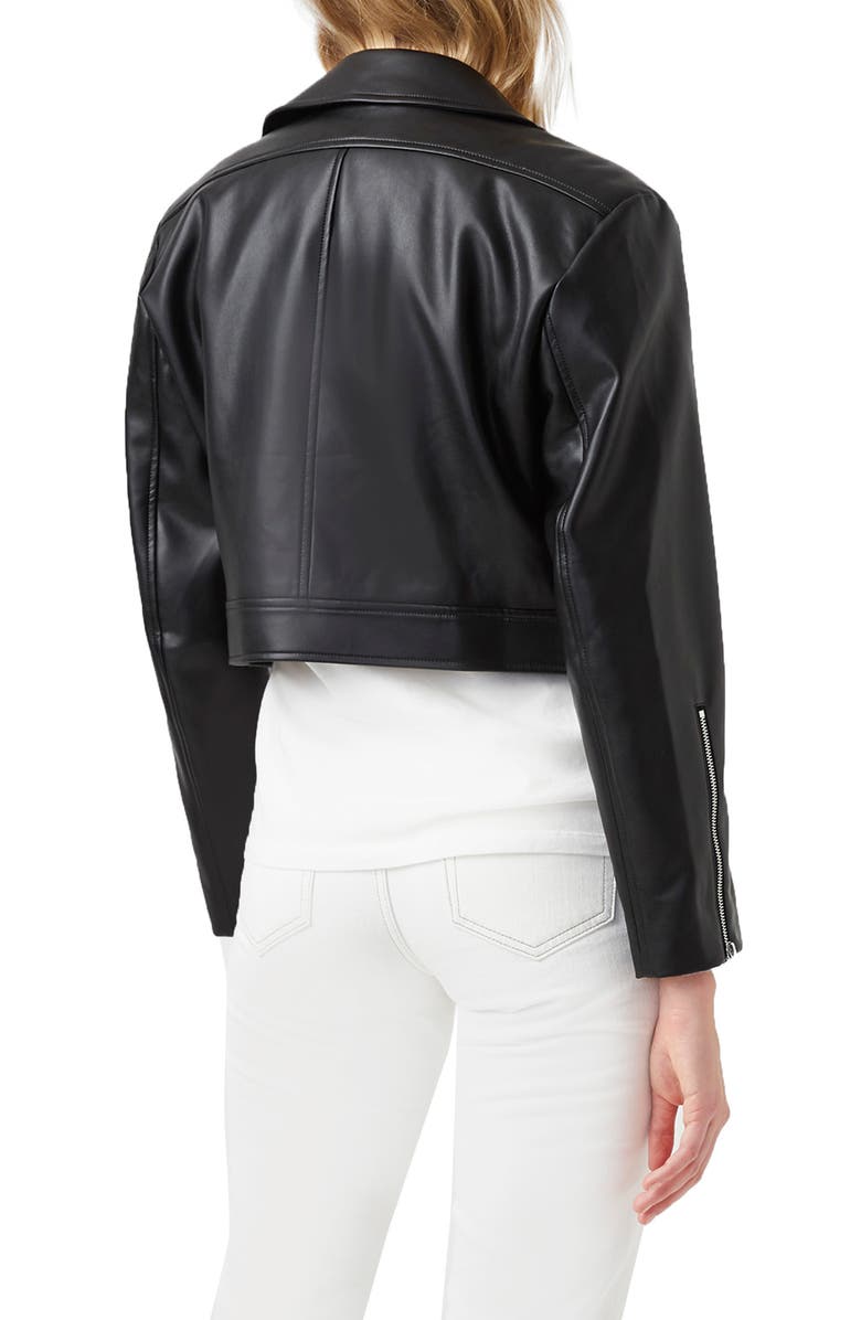 French Connection Crolenda Faux Leather Crop Biker Jacket, Alternate, color,