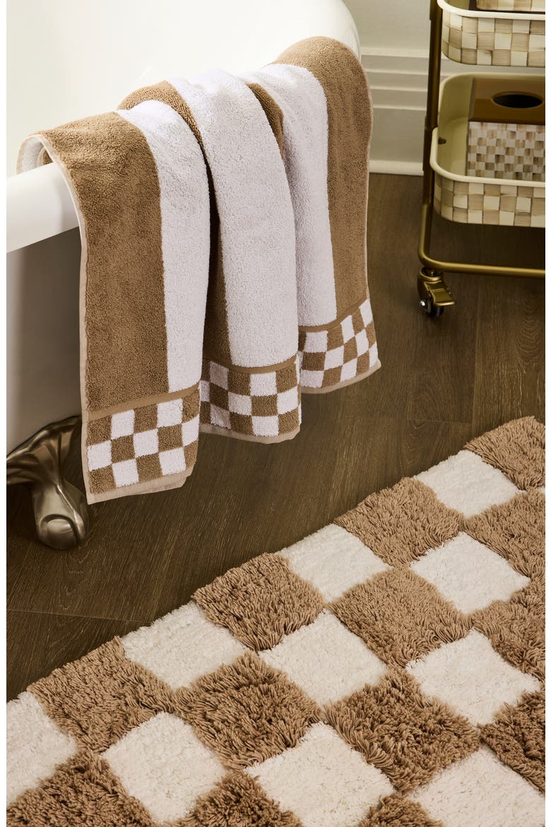 Checkerboard Taupe Bath Rug, Alternate, color, BEIGE