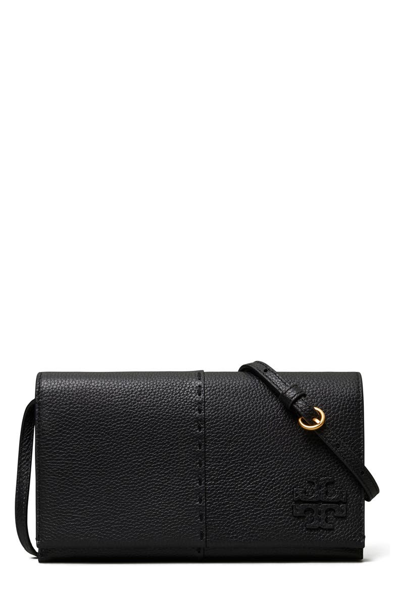 McGraw Leather Wallet Crossbody, Main, color, BLACK