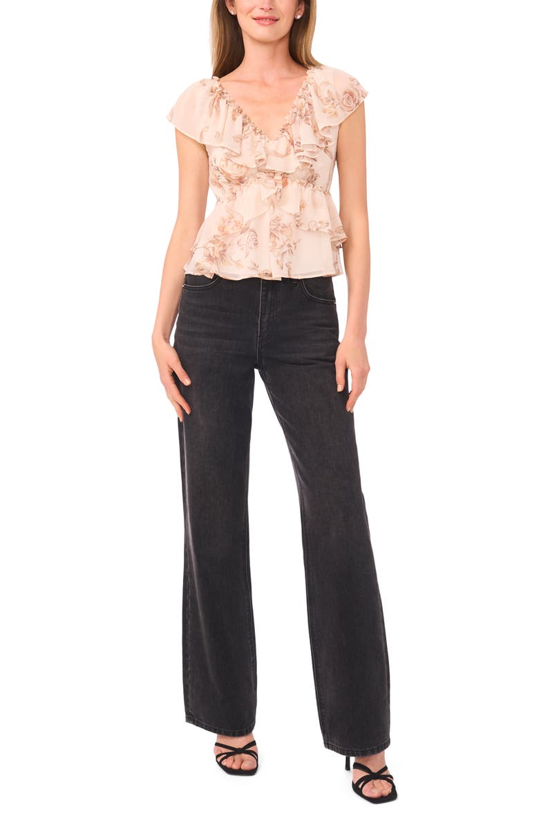 Parker Ruffle Detail Peplum Top, Alternate, color, Birch