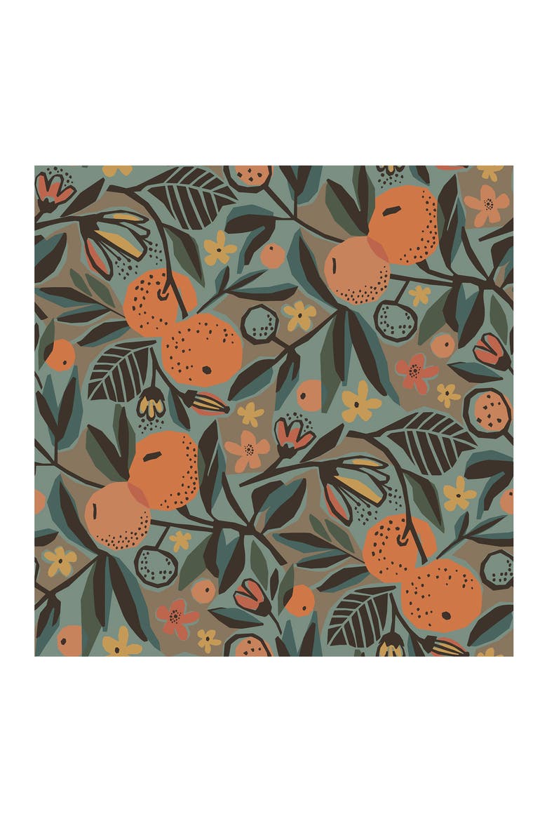 Clementine Garden Wallpaper, Main, color, ORANGE