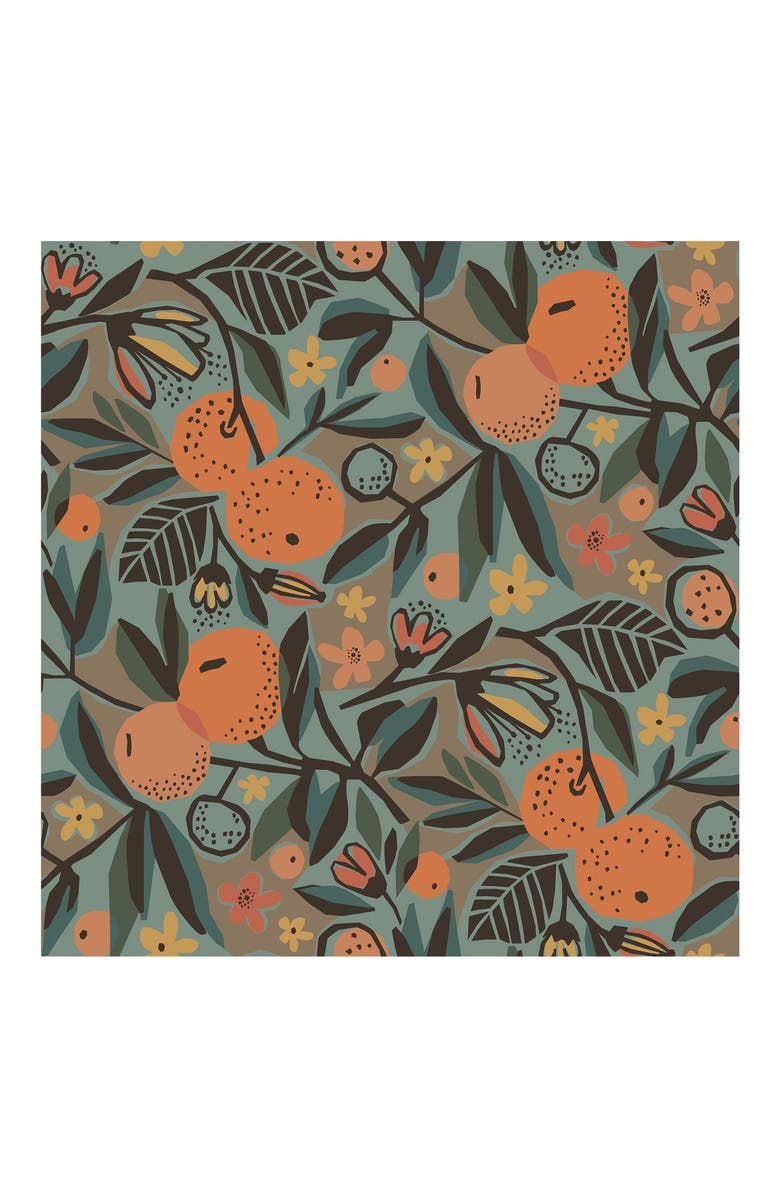 Wallpops Clementine Garden Wallpaper, Main, color, Orange
