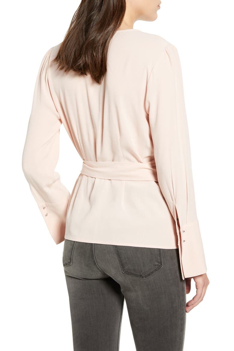 Long Sleeve Wrap Blouse, Alternate, color, PINK SMOKE