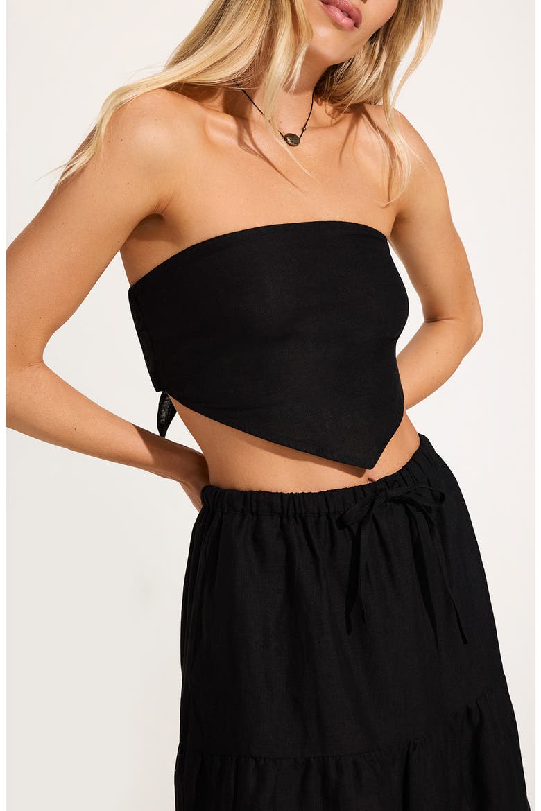 Joni Scarf Strapless Crop Top, Alternate, color, ORIGINAL BLACK