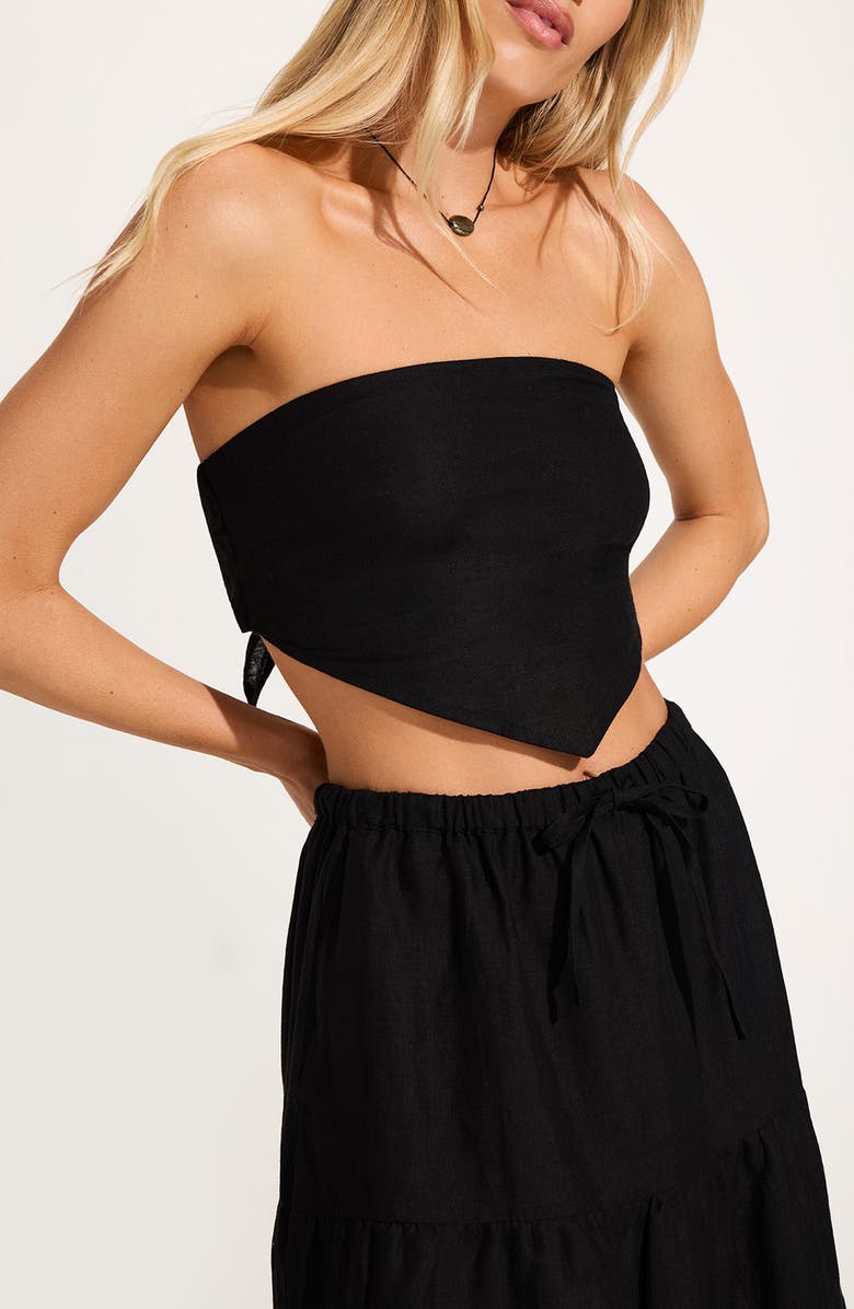Vitamin A<sup>®</sup> Joni Scarf Strapless Crop Top, Alternate, color, Original Black