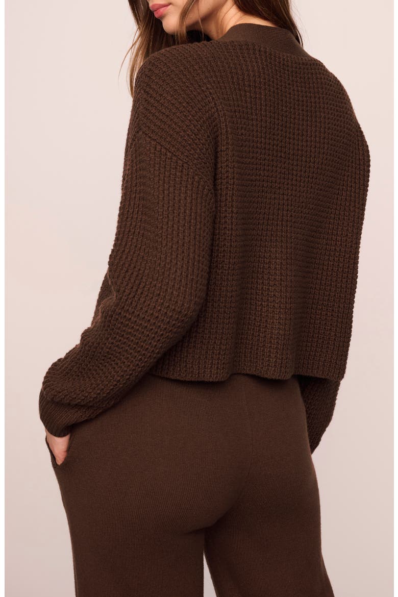 Waffle Knit Crop Cardigan, Alternate, color, CHOCOLATE