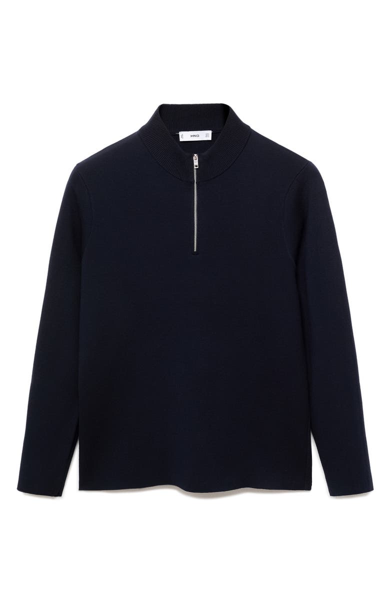 MANGO Quarter Zip Sweater, Alternate, color, Navy