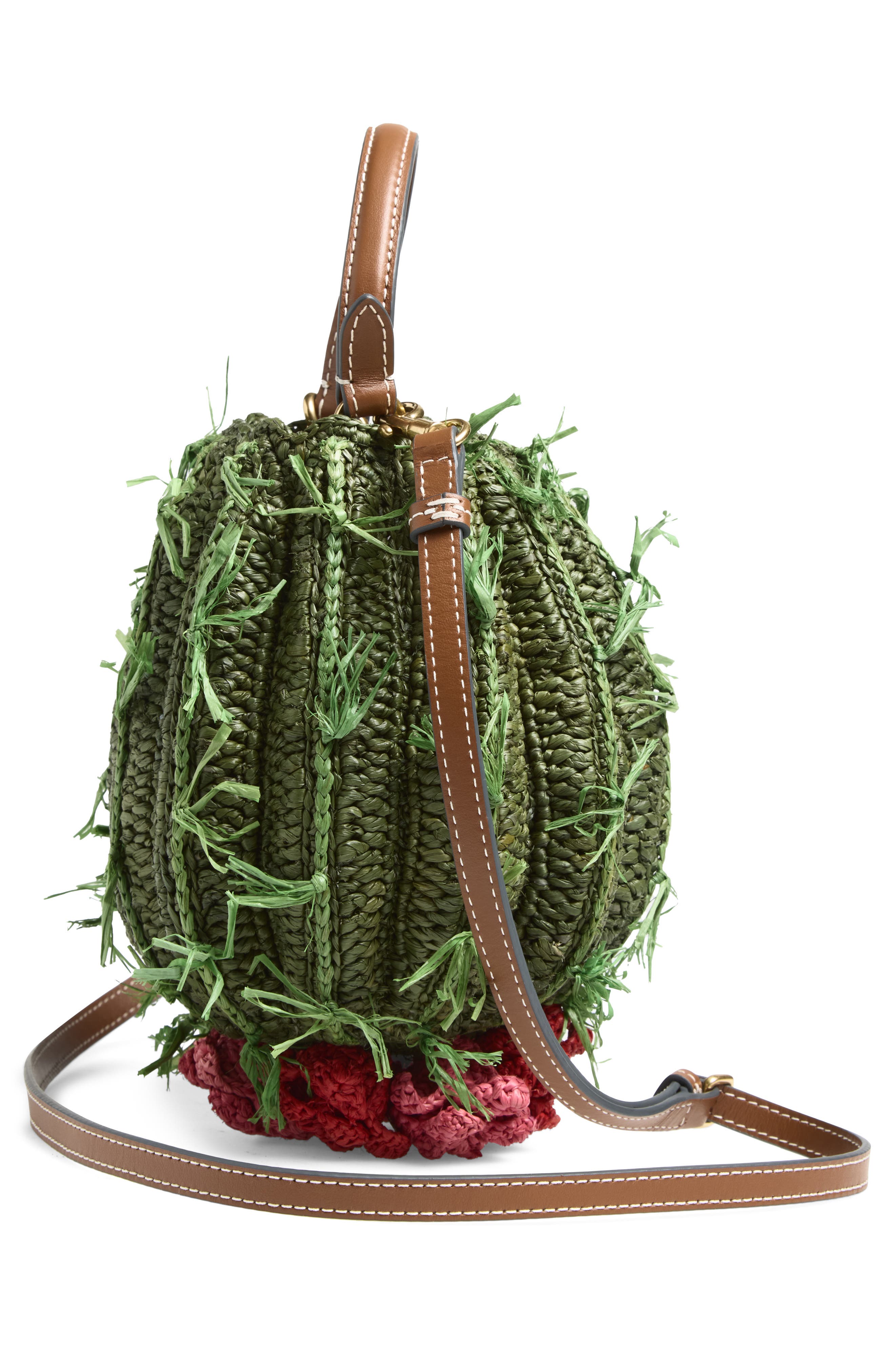 Anya Hindmarch Cactus Crochet Raffia Crossbody Bag, Alternate, color, Khaki