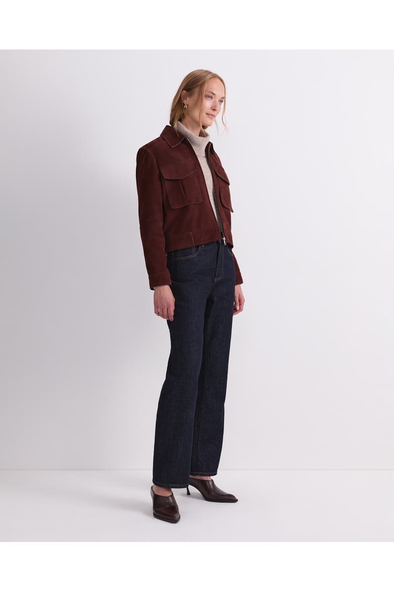 Lolita Suede Cropped Jacket, Alternate, color, Cognac