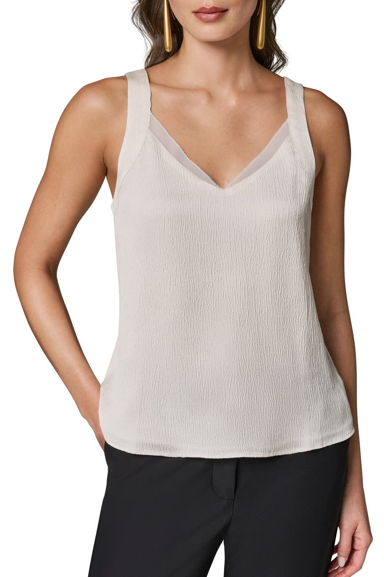 Chiffon Trim Shell Top, Main, color, CREAM