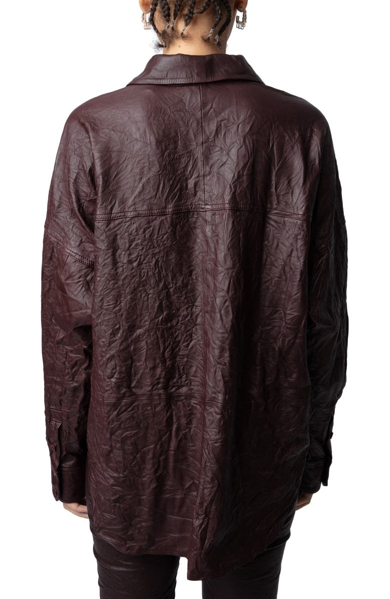 Zadig & Voltaire Tamara Textured Lambskin Leather Shirt, Alternate, color, 