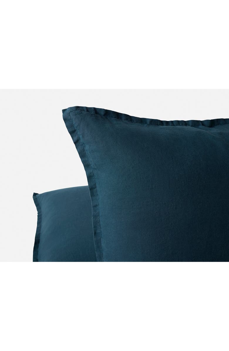 Coyuchi Relaxed Organic Linen Decorative Pillow Cover, Alternate, color, Midnight Indigo