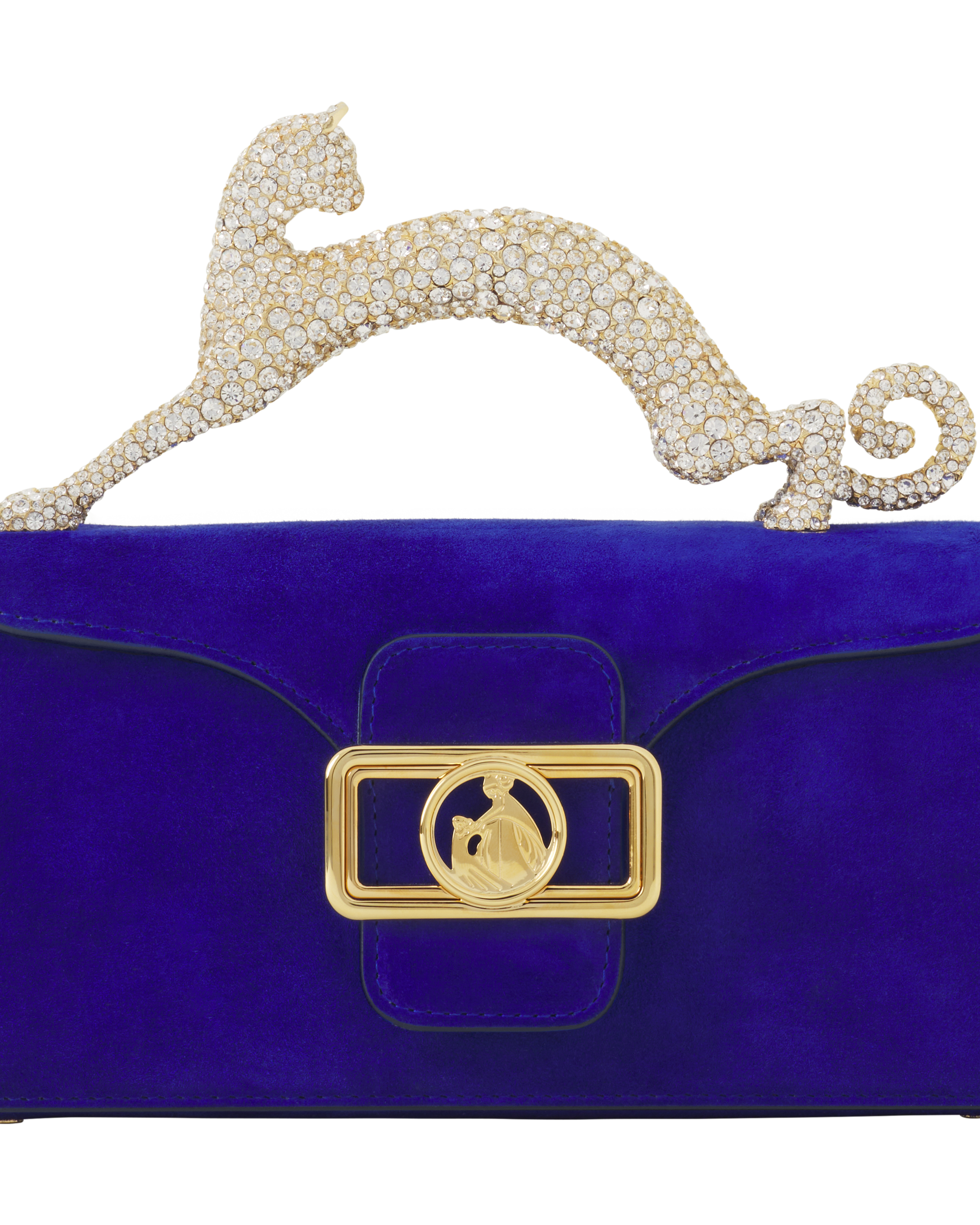 Lanvin Nano Pencil Cat Leather Bag, Alternate, color, Electric Blue/Dark Blue