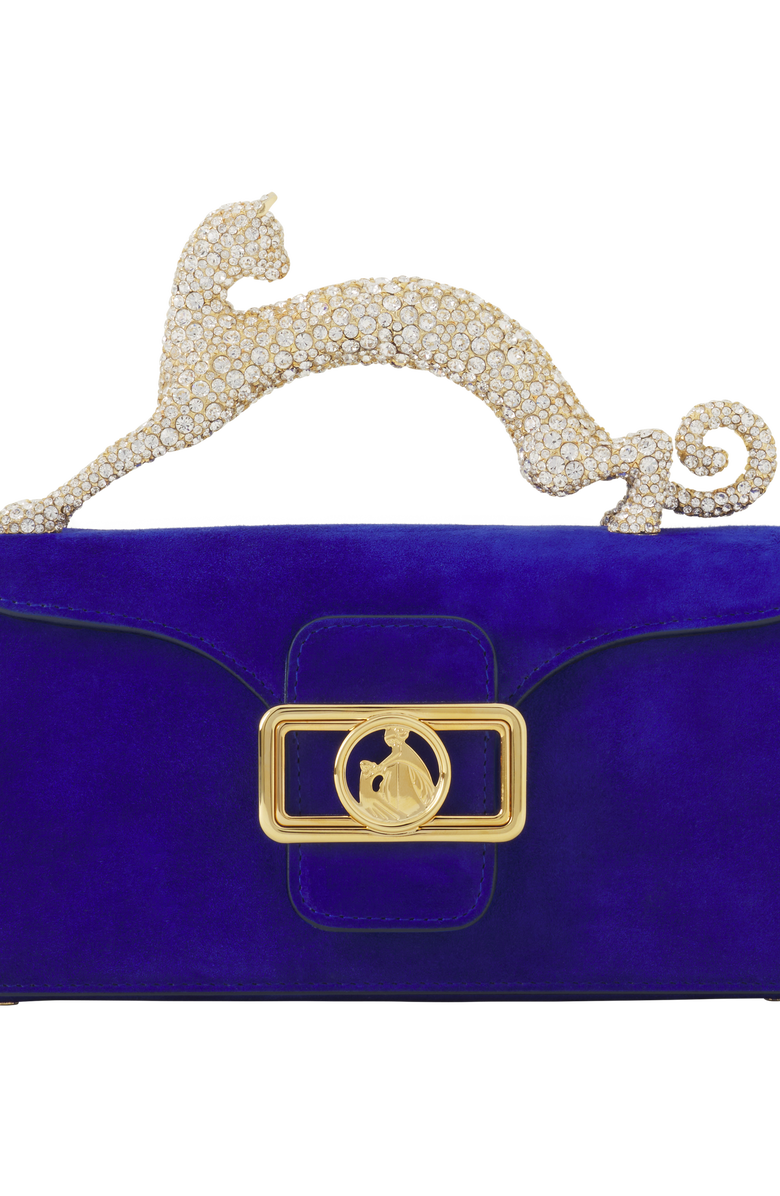 Lanvin Nano Pencil Cat Leather Bag, Alternate, color, Electric Blue/Dark Blue