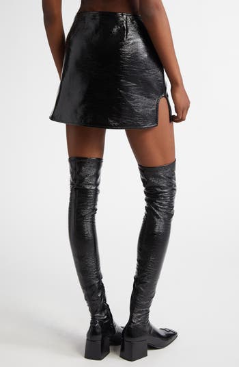 Oblique Vinyl Miniskirt