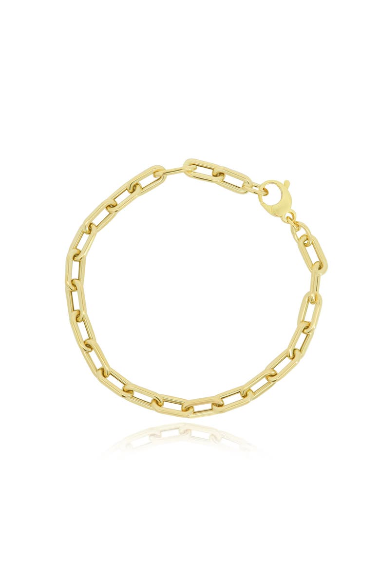 The Lovery Fine Jewelry Rounded Rectangle Paperclip Bracelet, Main, color, Yellow Gold