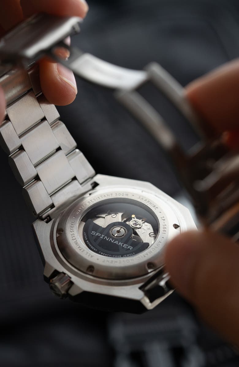 SPINNAKER Dumas Automatic Bracelet Watch, 44mm, Alternate, color, Blue