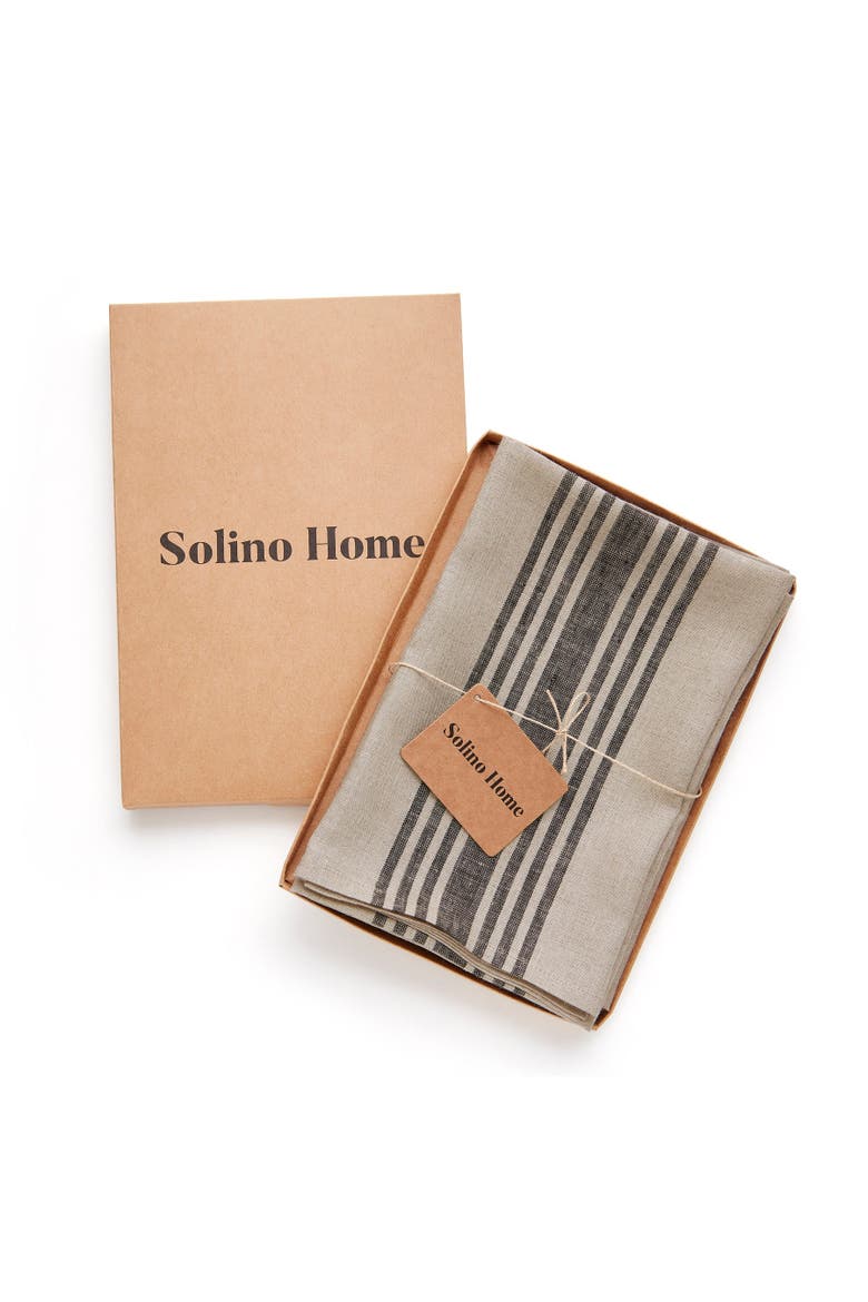 Linen Dinner Napkins Set of 4, 20 x 20" - Farmhouse, Alternate, color, Black and Natural