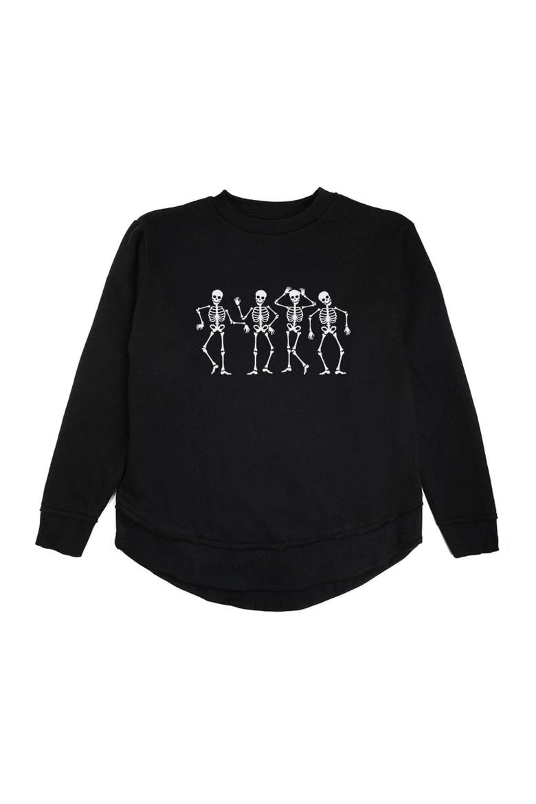Glow In The Dark Silly Skelly Halloween Women's Sweatshirt, Main, color, Black