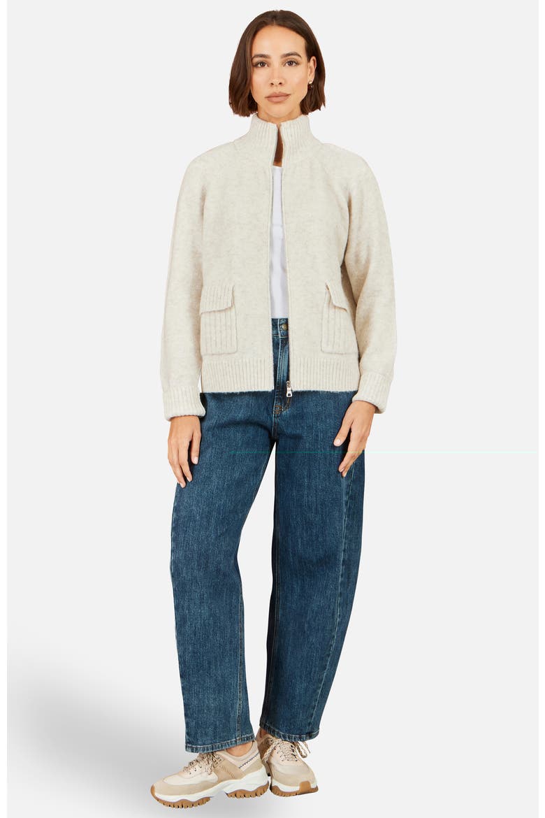 Zip-Through Knitted Cardigan, Alternate, color, Oatmeal
